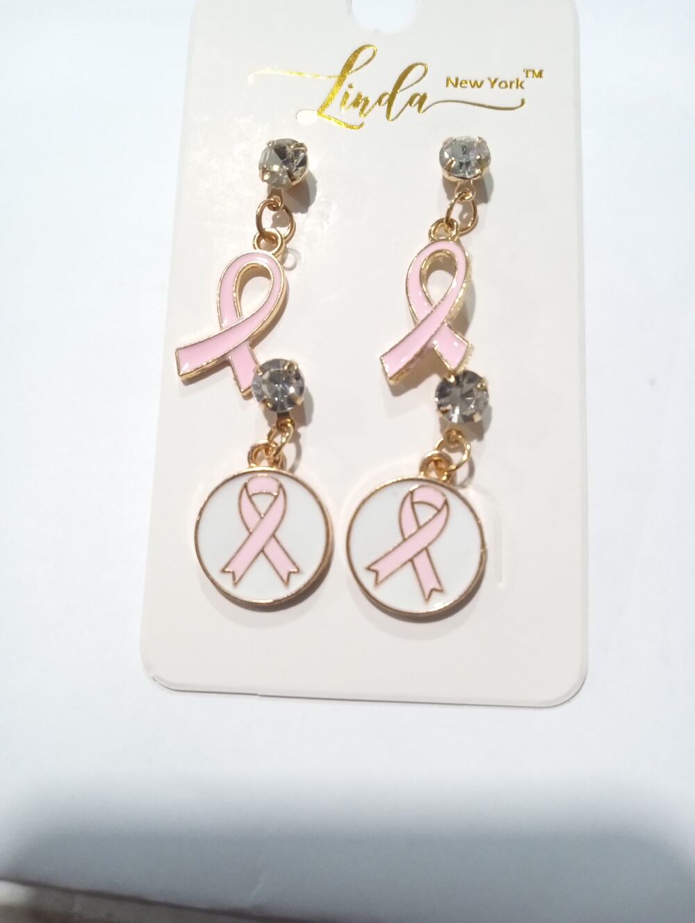 Breast Cancer Awareness Earrings Set of 2 Pink Ribbon 694-705